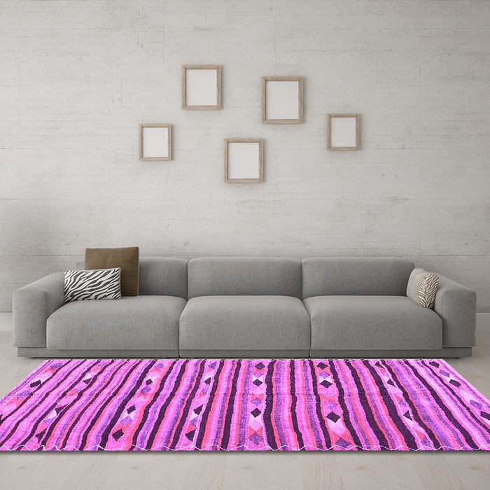 Machine Washable Oriental Purple Traditional Area Rugs in a Living Room, wshcon3004pur