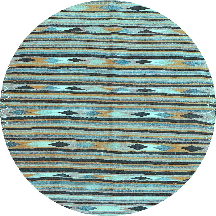 Round Oriental Light Blue Traditional Rug, con3004lblu