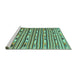 Sideview of Machine Washable Oriental Turquoise Traditional Area Rugs, wshcon3004turq