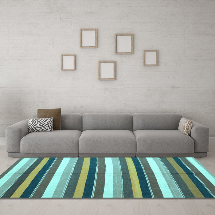 Machine Washable Abstract Light Blue Contemporary Rug in a Living Room, wshcon3005lblu