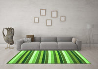 Machine Washable Abstract Green Contemporary Rug, wshcon3005grn