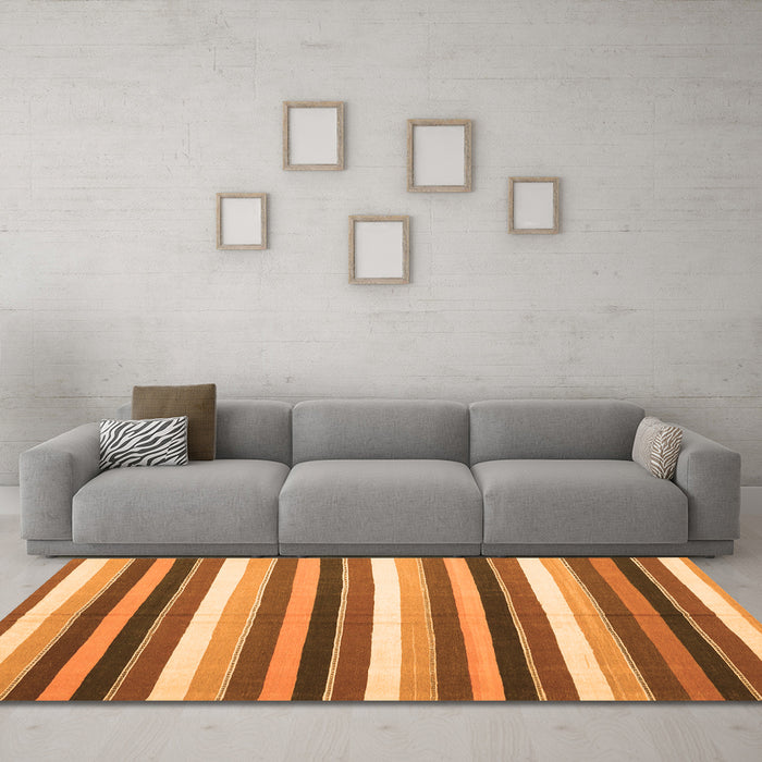 Machine Washable Abstract Orange Contemporary Area Rugs in a Living Room, wshcon3005org
