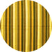 Round Abstract Yellow Contemporary Rug, con3005yw