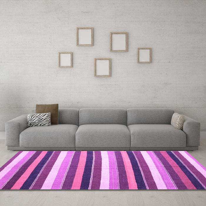 Machine Washable Abstract Purple Contemporary Area Rugs in a Living Room, wshcon3005pur