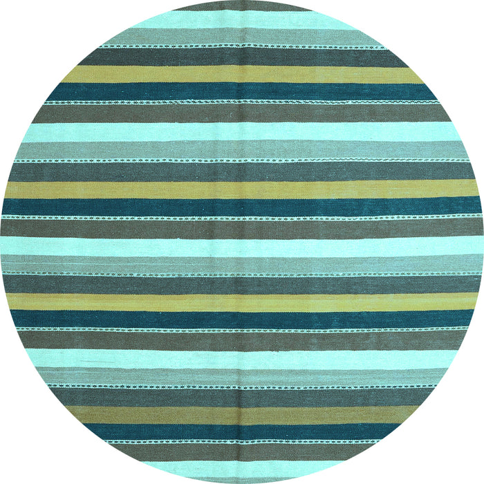 Round Abstract Light Blue Contemporary Rug, con3005lblu