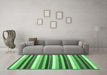 Machine Washable Abstract Emerald Green Contemporary Area Rugs in a Living Room,, wshcon3005emgrn