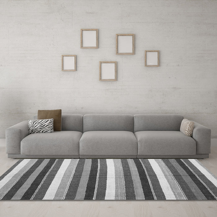 Machine Washable Abstract Gray Contemporary Rug in a Living Room,, wshcon3005gry