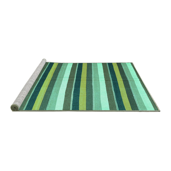 Sideview of Machine Washable Abstract Turquoise Contemporary Area Rugs, wshcon3005turq