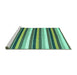 Sideview of Machine Washable Abstract Turquoise Contemporary Area Rugs, wshcon3005turq