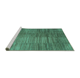 Sideview of Machine Washable Abstract Turquoise Contemporary Area Rugs, wshcon3006turq
