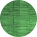 Round Abstract Emerald Green Contemporary Rug, con3006emgrn