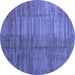 Round Abstract Blue Contemporary Rug, con3006blu