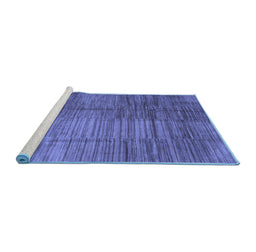 Sideview of Machine Washable Abstract Blue Contemporary Rug, wshcon3006blu