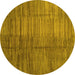 Round Machine Washable Abstract Yellow Contemporary Rug, wshcon3006yw