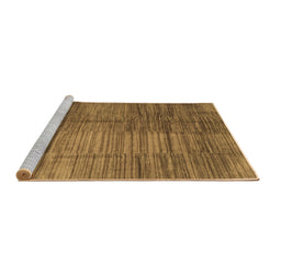 Sideview of Machine Washable Abstract Brown Contemporary Rug, wshcon3006brn