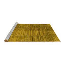 Sideview of Machine Washable Abstract Yellow Contemporary Rug, wshcon3006yw