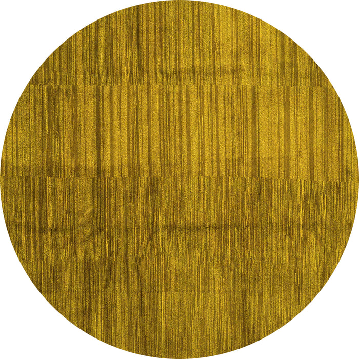Round Abstract Yellow Contemporary Rug, con3006yw