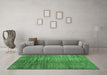 Machine Washable Abstract Emerald Green Contemporary Area Rugs in a Living Room,, wshcon3006emgrn