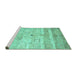 Sideview of Machine Washable Abstract Turquoise Contemporary Area Rugs, wshcon3007turq