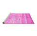 Sideview of Machine Washable Abstract Pink Contemporary Rug, wshcon3007pnk