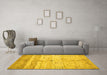 Machine Washable Abstract Yellow Contemporary Rug in a Living Room, wshcon3007yw