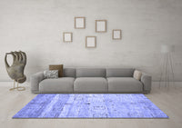 Machine Washable Abstract Blue Contemporary Rug, wshcon3007blu