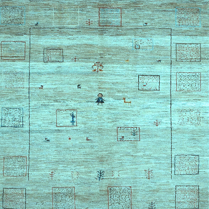 Square Abstract Light Blue Contemporary Rug, con3007lblu