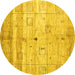 Round Abstract Yellow Contemporary Rug, con3007yw