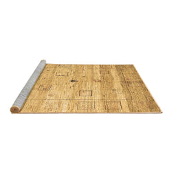 Sideview of Machine Washable Abstract Brown Contemporary Rug, wshcon3007brn