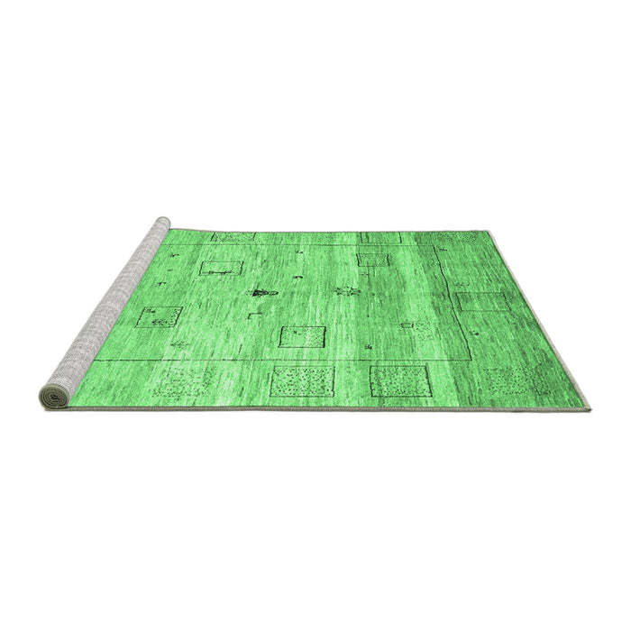 Sideview of Machine Washable Abstract Emerald Green Contemporary Area Rugs, wshcon3007emgrn