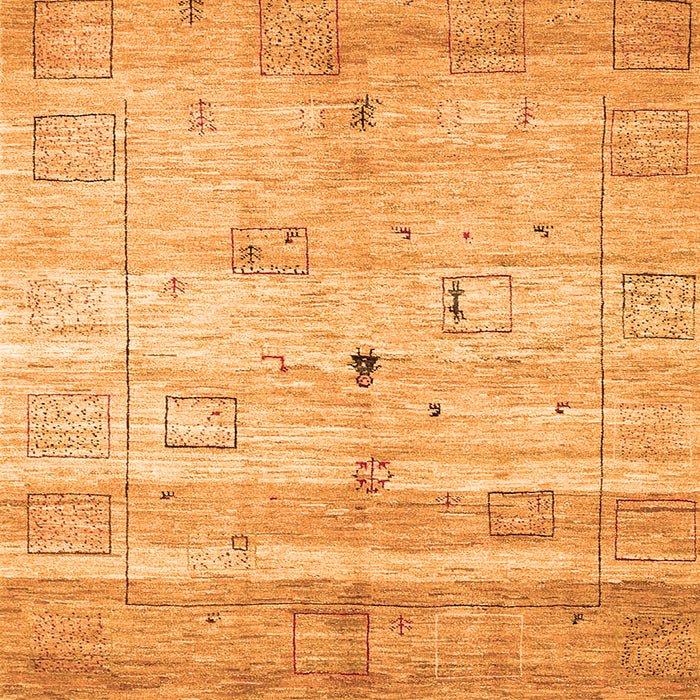 Round Machine Washable Abstract Orange Contemporary Area Rugs, wshcon3007org