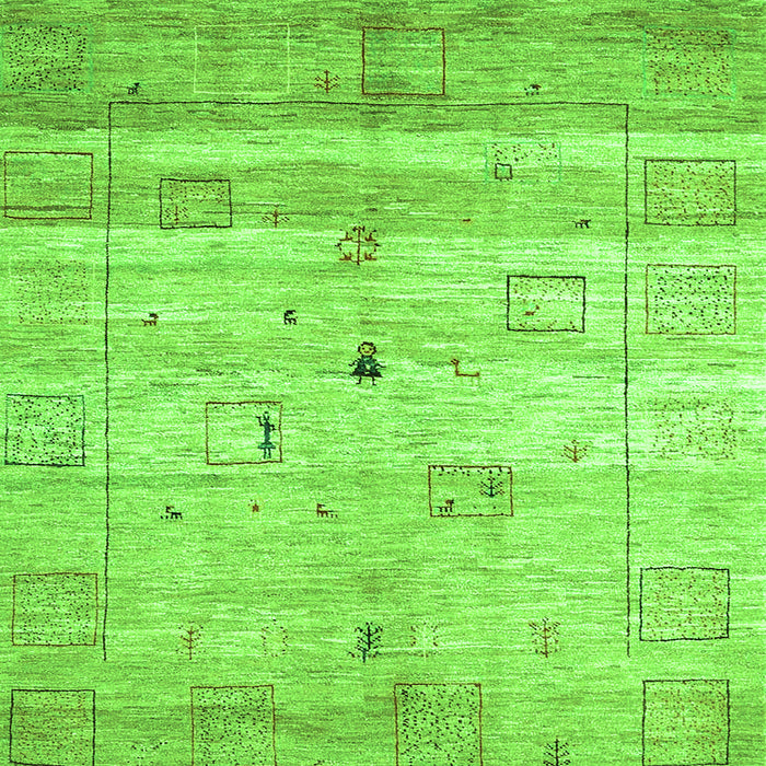 Serging Thickness of Abstract Green Contemporary Rug, con3007grn