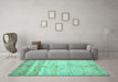 Machine Washable Abstract Turquoise Contemporary Area Rugs in a Living Room,, wshcon3007turq