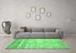 Machine Washable Abstract Emerald Green Contemporary Area Rugs in a Living Room,, wshcon3007emgrn