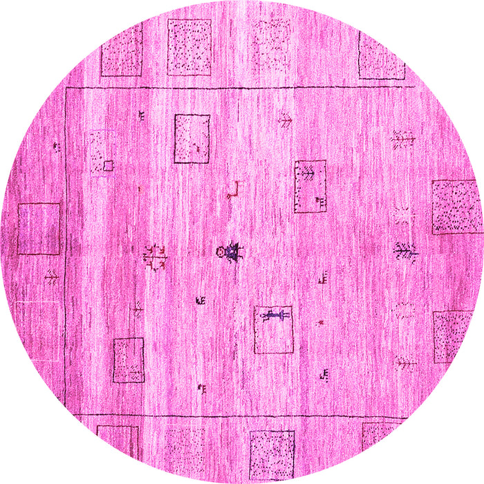 Round Abstract Pink Contemporary Rug, con3007pnk