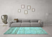 Machine Washable Abstract Light Blue Contemporary Rug, wshcon3007lblu