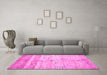 Machine Washable Abstract Pink Contemporary Rug in a Living Room, wshcon3007pnk