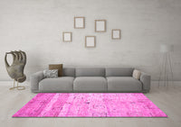 Machine Washable Abstract Pink Contemporary Rug, wshcon3007pnk