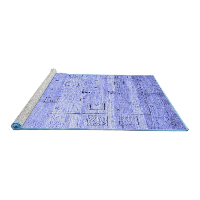 Sideview of Machine Washable Abstract Blue Contemporary Rug, wshcon3007blu