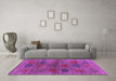 Machine Washable Abstract Purple Contemporary Area Rugs in a Living Room, wshcon3008pur