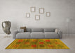 Machine Washable Abstract Yellow Contemporary Rug in a Living Room, wshcon3008yw