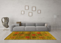 Machine Washable Abstract Yellow Contemporary Rug, wshcon3008yw