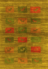 Abstract Yellow Contemporary Rug, con3008yw