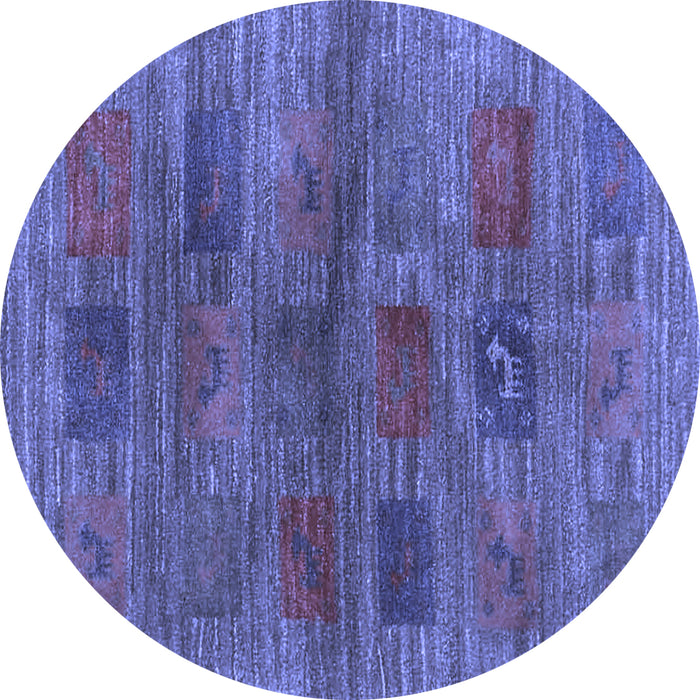 Round Abstract Blue Contemporary Rug, con3008blu