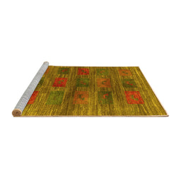 Sideview of Machine Washable Abstract Yellow Contemporary Rug, wshcon3008yw