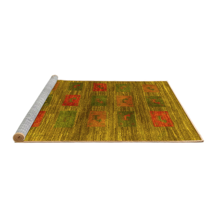 Sideview of Machine Washable Abstract Yellow Contemporary Rug, wshcon3008yw