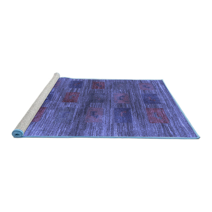 Sideview of Machine Washable Abstract Blue Contemporary Rug, wshcon3008blu