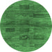 Round Abstract Emerald Green Contemporary Rug, con3008emgrn