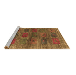 Sideview of Machine Washable Abstract Brown Contemporary Rug, wshcon3008brn