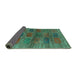 Sideview of Abstract Turquoise Contemporary Rug, con3008turq